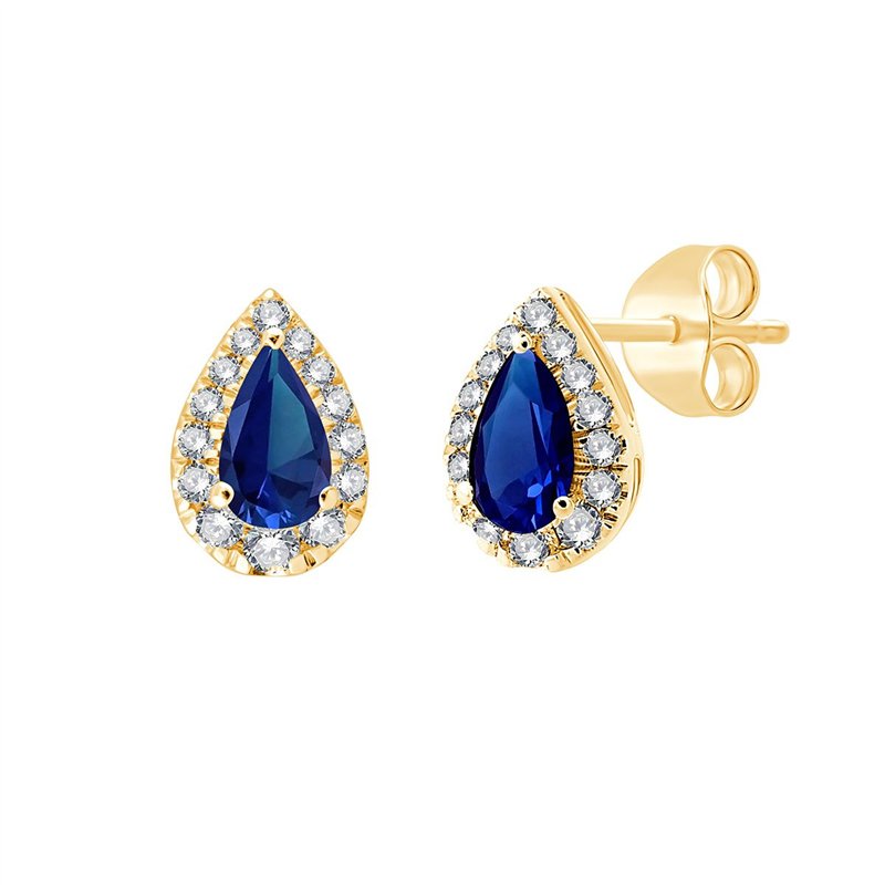 Boucles d'oreilles saphir et diamant en or 18 carats
