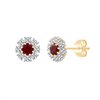 Boucles d'oreilles rubis et diamant en or 18 carats