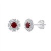 Boucles d'oreilles rubis et diamant en or 18 carats