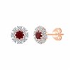 Boucles d'oreilles rubis et diamant en or 18 carats