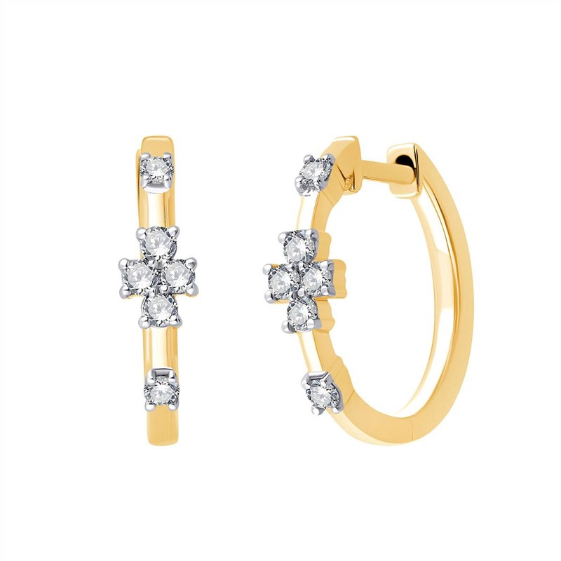 Boucles d'oreilles serti clos diamant en or 18 carats