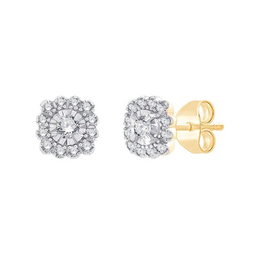 18-carat gold bezel-set diamond earrings