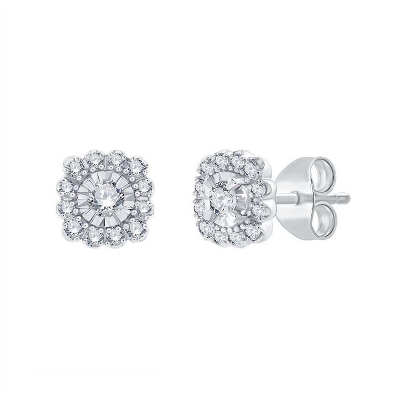 Boucles d'oreilles serti clos diamant en or 18 carats