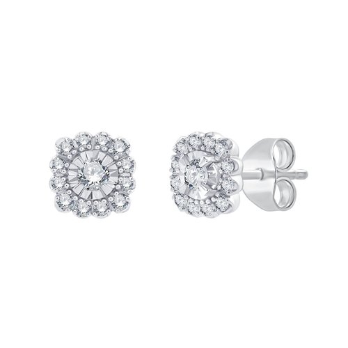 Boucles d'oreilles serti clos diamant en or 18 carats