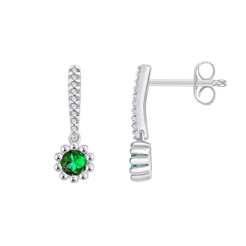 Boucles d'oreilles émeraude et diamant en or 18 carats