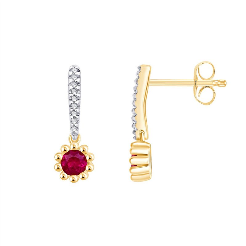 Boucles d'oreilles rubis et diamant en or 18 carats