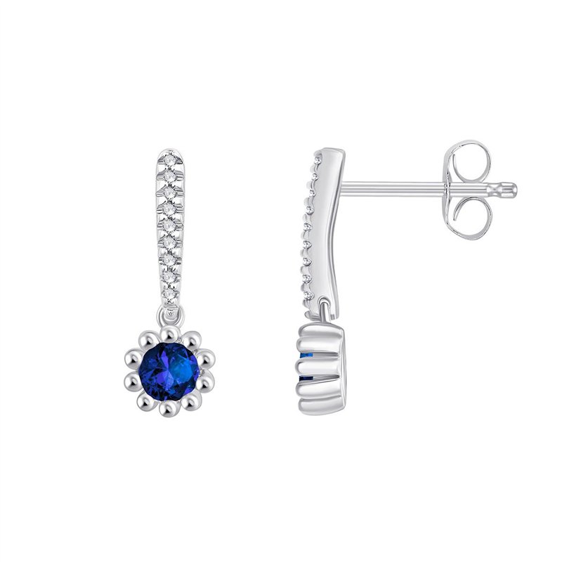 Boucles d'oreilles saphir et diamant en or 18 carats