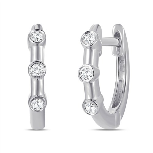 Boucles d'oreilles serti clos diamant en or 18 carats