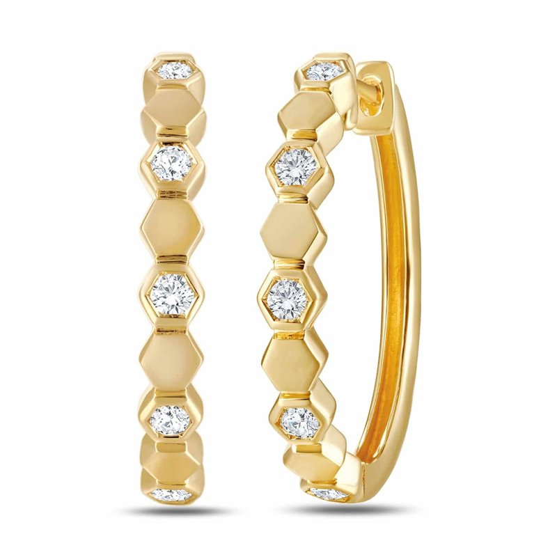 Boucles d'oreilles serti clos diamant en or 18 carats