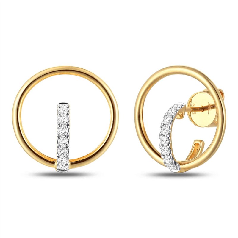 Boucles d'oreilles serti clos diamant en or 18 carats