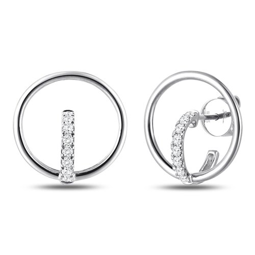 Boucles d'oreilles serti clos diamant en or 18 carats