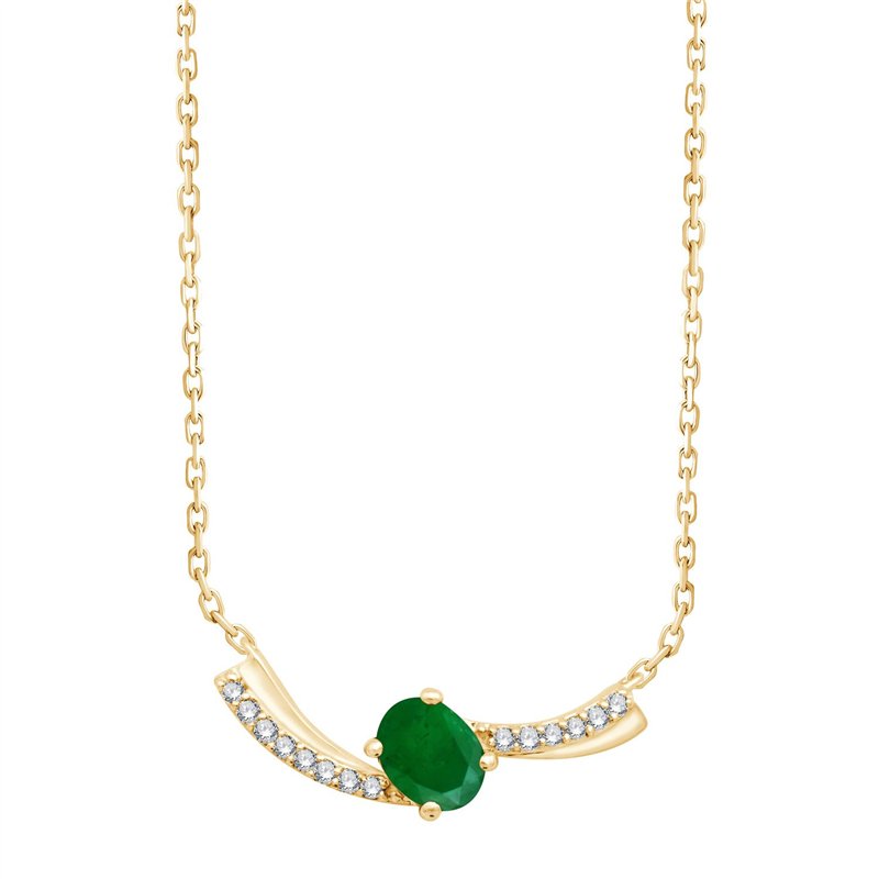 Collier toi et moi émeraude et diamant en or 18 carats