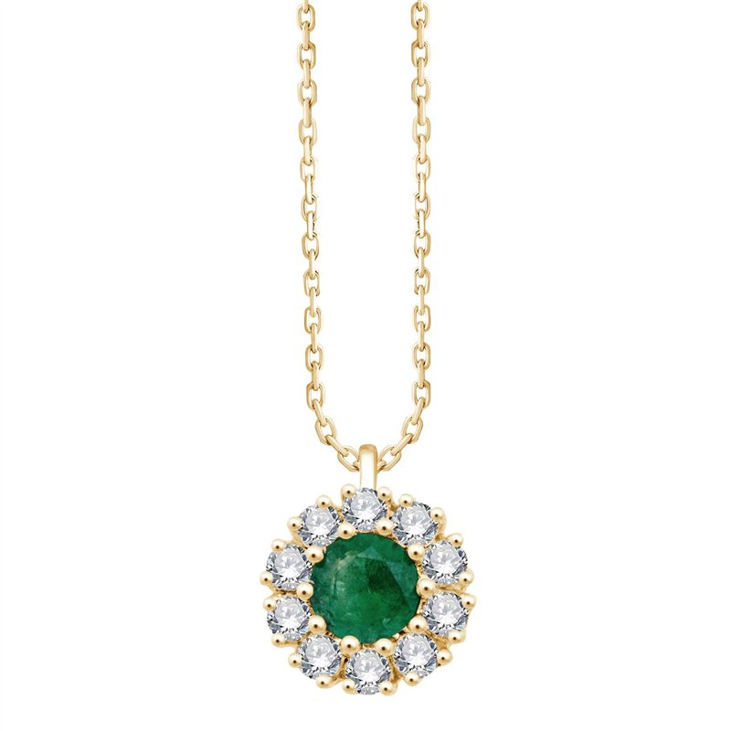 Collier serti clos émeraude et diamant en or 18 carats