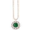 Collier serti clos émeraude et diamant en or 18 carats