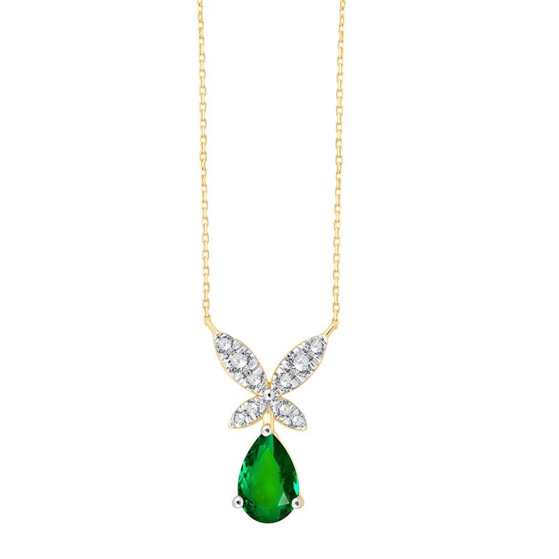 Collier toi et moi émeraude et diamant en or 18 carats