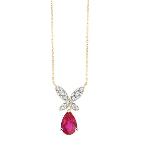 18-carat gold toi et moi ruby and diamond necklace