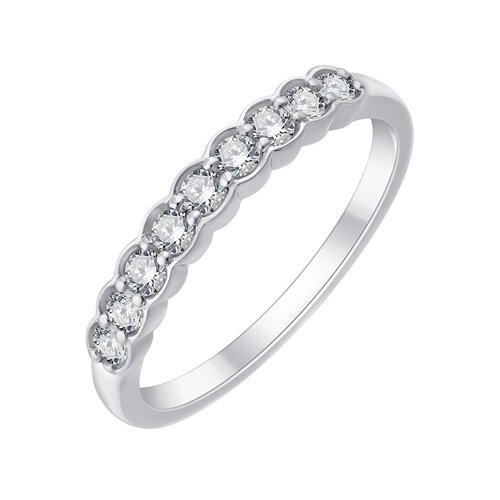 Demi Alliance serti clos diamant en or 18 carats