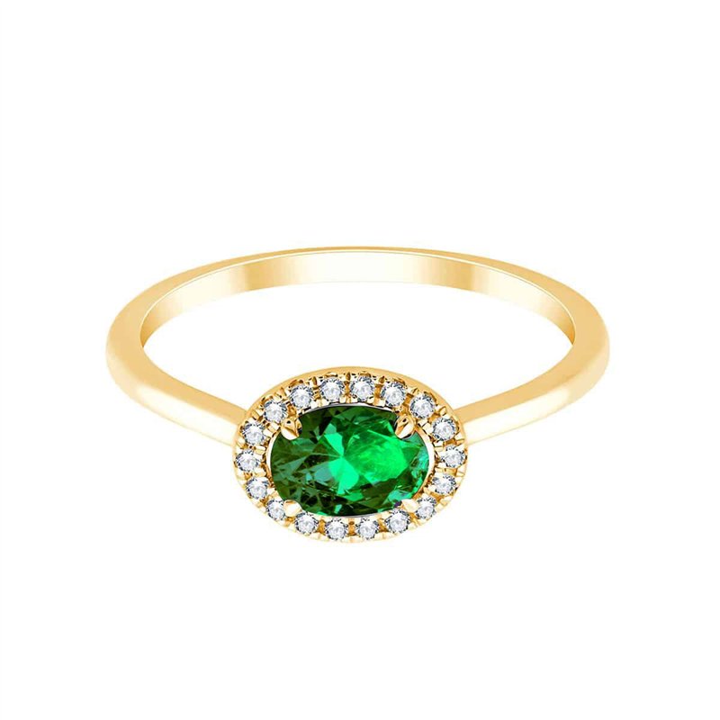 Bague émeraude et diamant en or 18 carats
