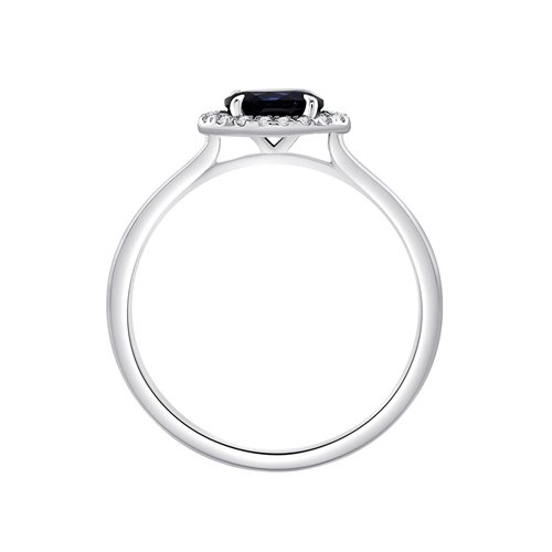 Bague serti clos saphir et diamant en or 18 carats