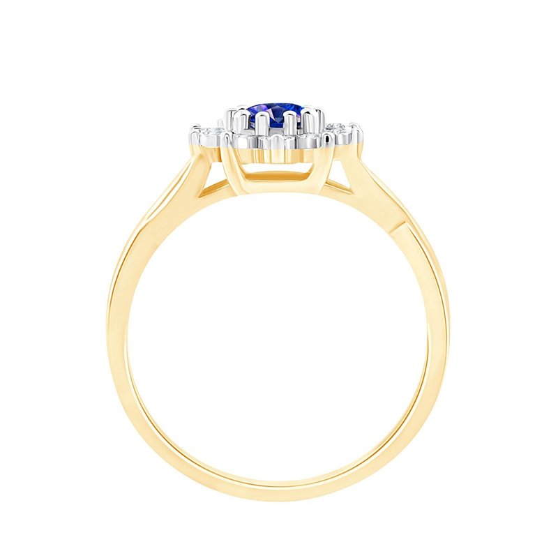 Solitaire entouré saphir et diamant en or 18 carats