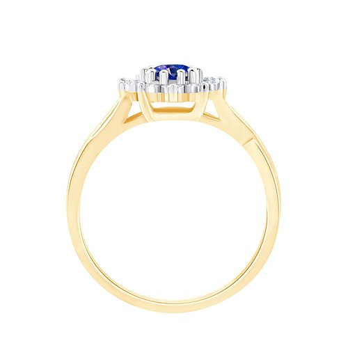Solitaire entouré saphir et diamant en or 18 carats