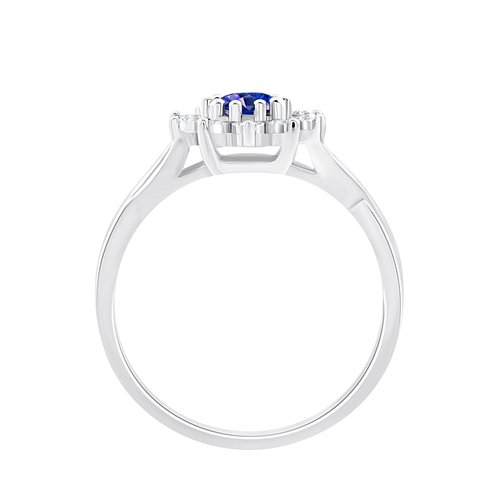 Solitaire entouré saphir et diamant en or 18 carats