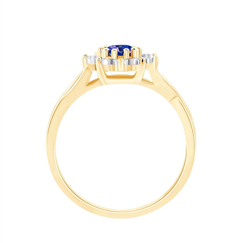 Solitaire entouré saphir et diamant en or 18 carats