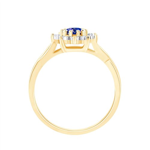 Solitaire entouré saphir et diamant en or 18 carats