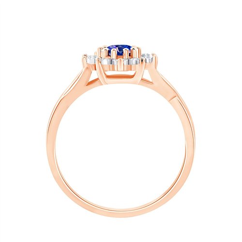 Solitaire entouré saphir et diamant en or 18 carats