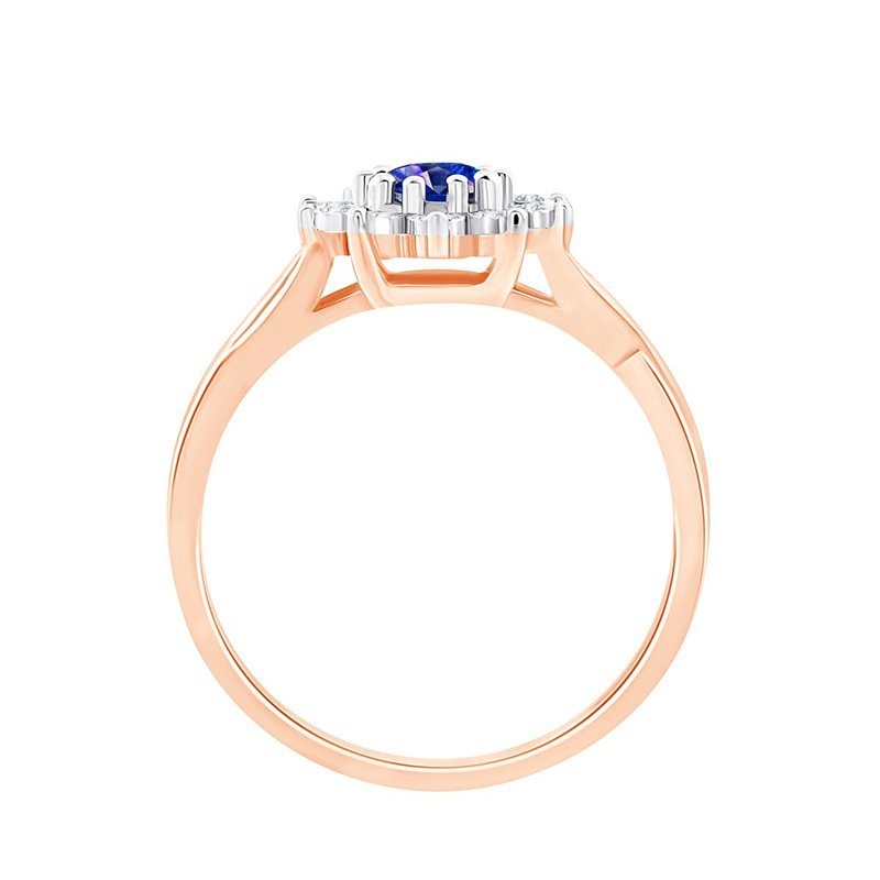 Solitaire entouré saphir et diamant en or 18 carats