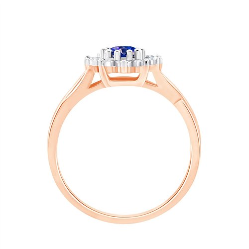 Solitaire entouré saphir et diamant en or 18 carats
