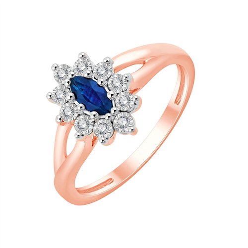 Solitaire accompagné saphir et diamant en or 18 carats