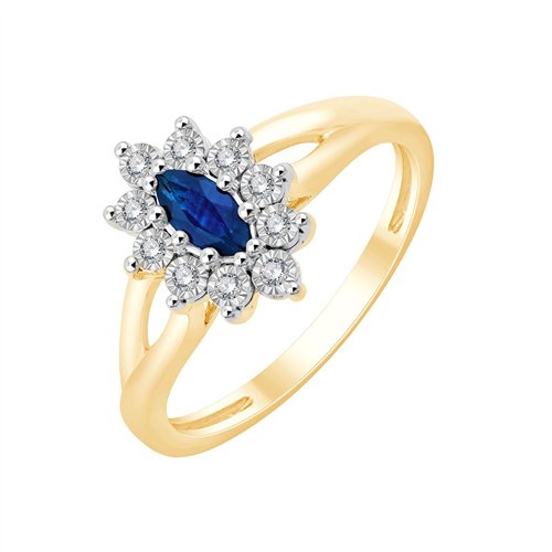 Solitaire accompagné saphir et diamant en or 18 carats
