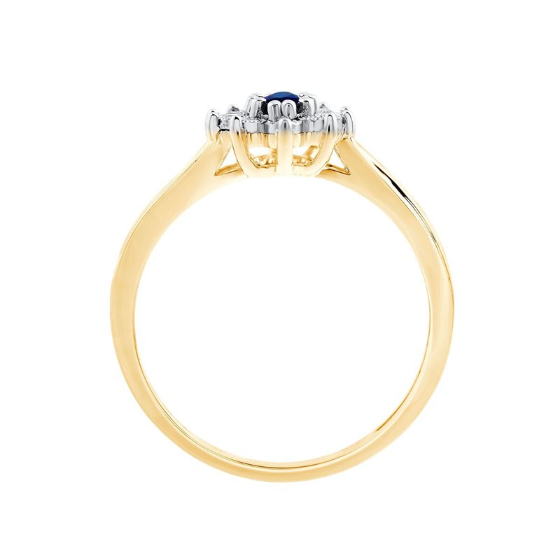 Solitaire accompagné saphir et diamant en or 18 carats