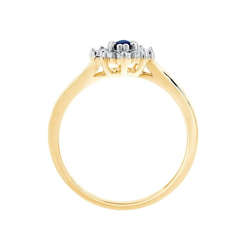Solitaire accompagné saphir et diamant en or 18 carats