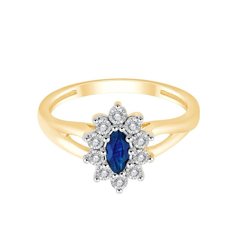 Solitaire accompagné saphir et diamant en or 18 carats
