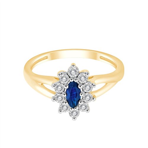 Solitaire accompagné saphir et diamant en or 18 carats