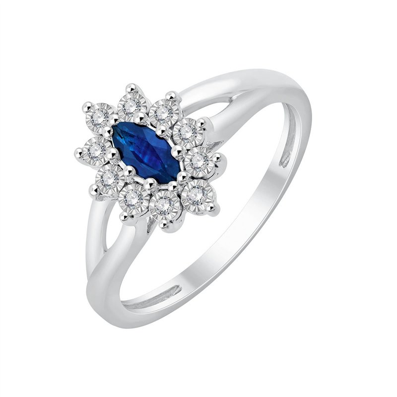 Solitaire accompagné saphir et diamant en or 18 carats