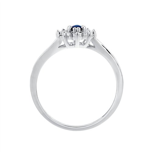 Solitaire accompagné saphir et diamant en or 18 carats