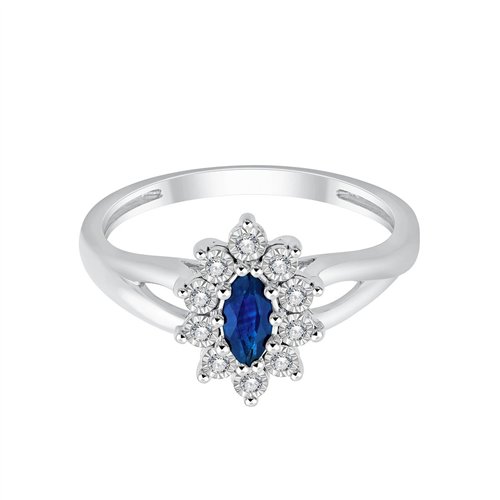 Solitaire accompagné saphir et diamant en or 18 carats
