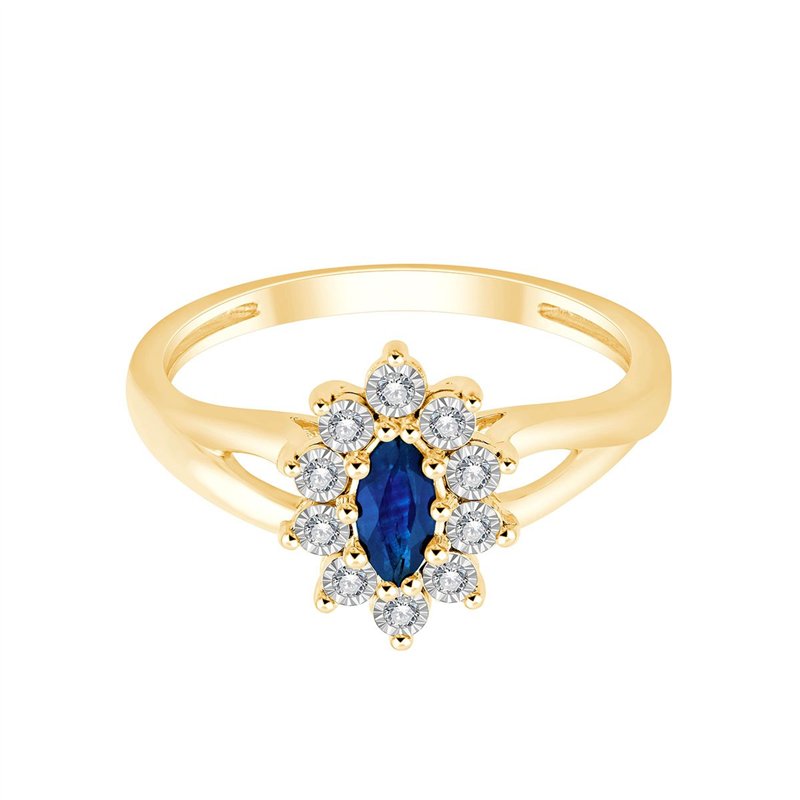 Solitaire accompagné saphir et diamant en or 18 carats