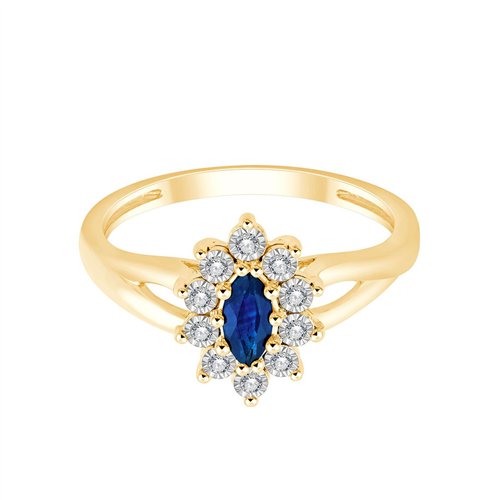 Solitaire accompagné saphir et diamant en or 18 carats