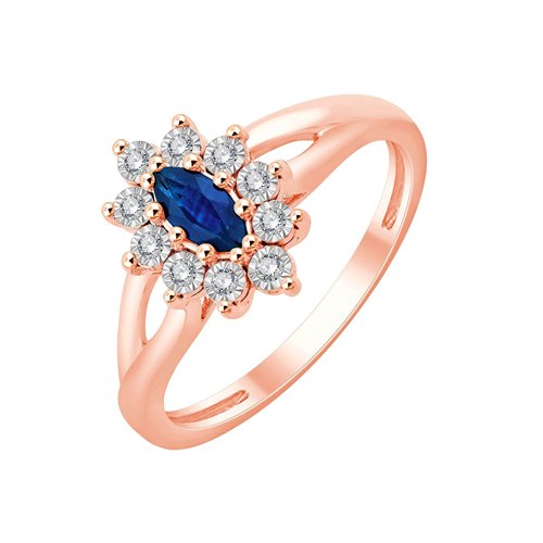 Solitaire accompagné saphir et diamant en or 18 carats
