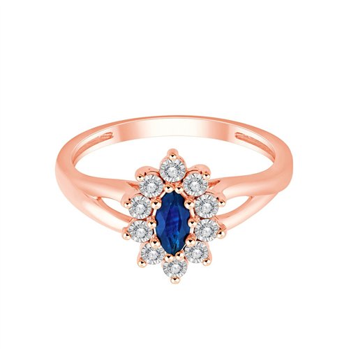 Solitaire accompagné saphir et diamant en or 18 carats