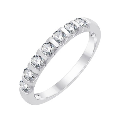 Demi Alliance serti clos diamant en or 18 carats