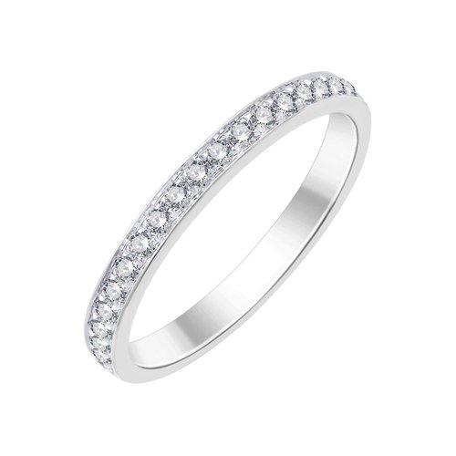 Demi Alliance serti clos diamant en or 18 carats