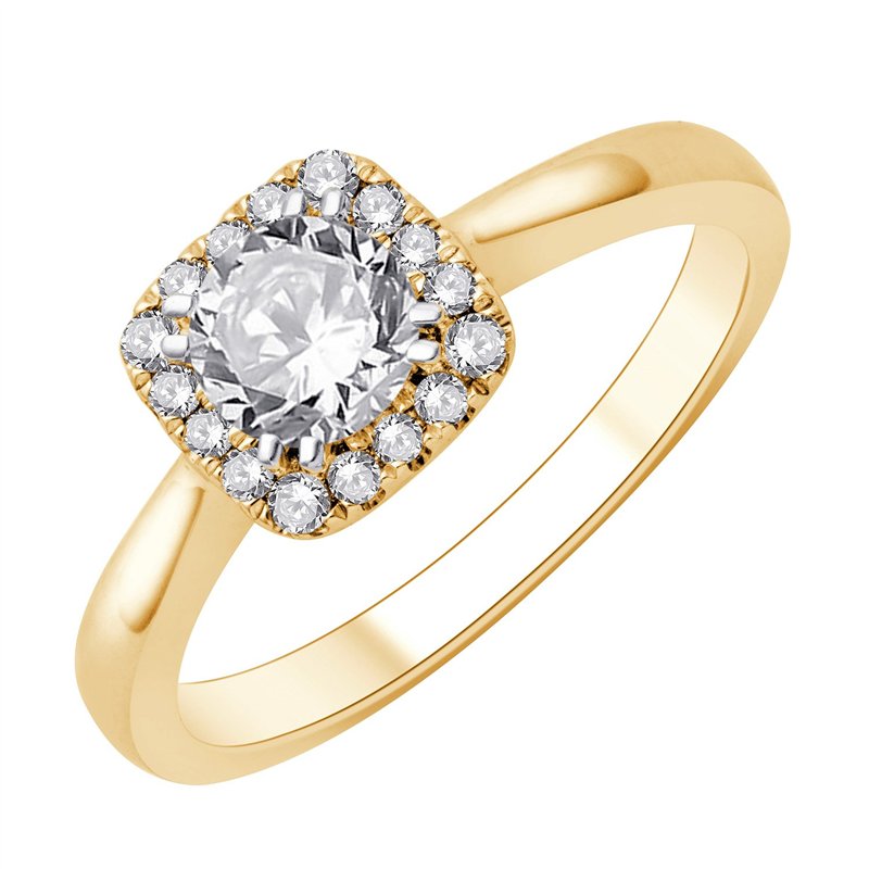 Solitaire accompagné serti clos diamant en or 18 carats