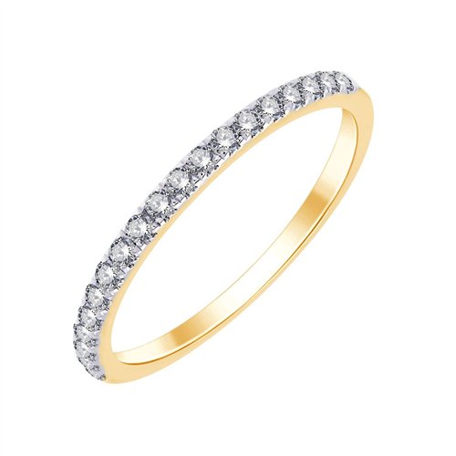 Demi Alliance serti clos diamant en or 18 carats