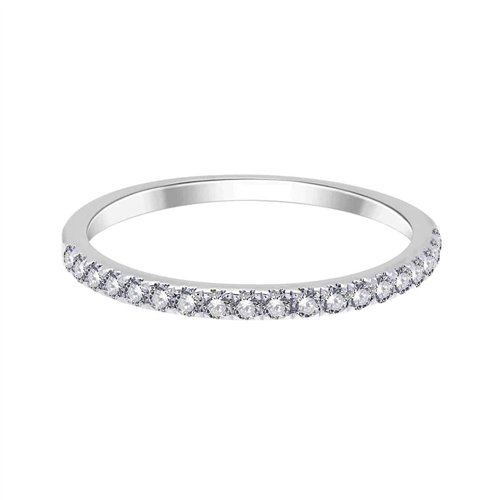 Demi Alliance serti clos diamant en or 18 carats