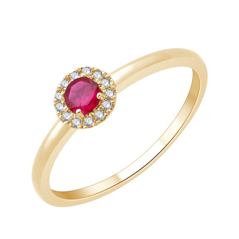 Bague serti clos rubis et diamant en or 18 carats